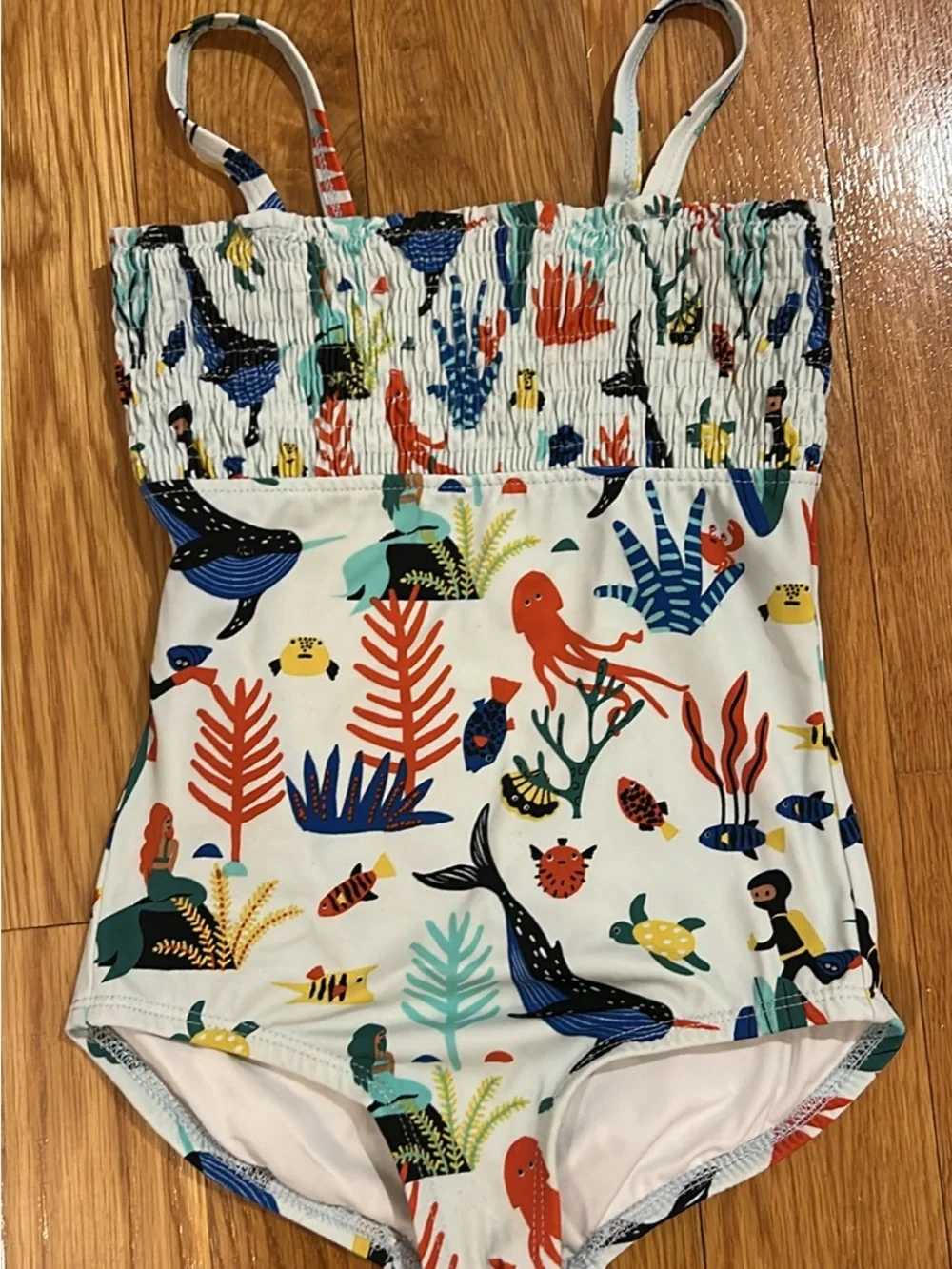 Girls One-Piece Swimsuit with Colorful Ocean Print